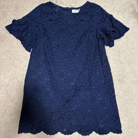 ELIZA J Navy Blue Lace Tiered Bell Sleeve 20W - Picture 1 of 6